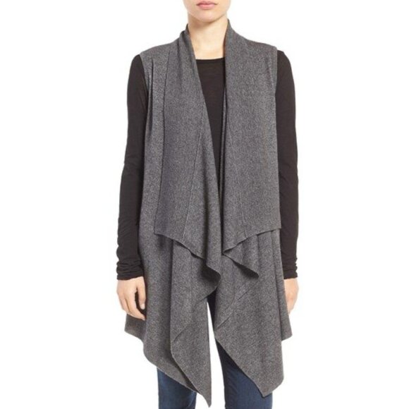 Halogen Cashmere Drape Sweater Vest Gray Sz XS Lux Soft Candy Casual Travel - Picture 1 of 7
